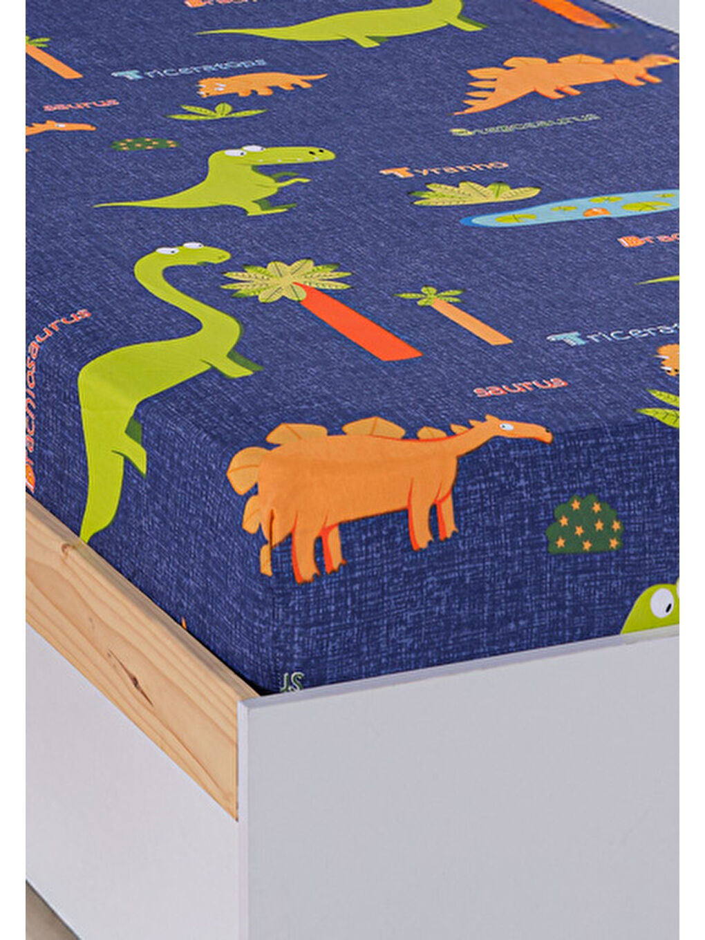 Pes Lastikli Çarşaf Seti Tek Kişilik Dinolar Lacivert-1