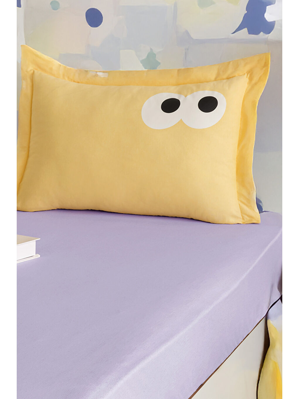 Pes Lastikli Çarşaf Seti Tek Kişilik Funny DüzBoya Lila-Sarı-2