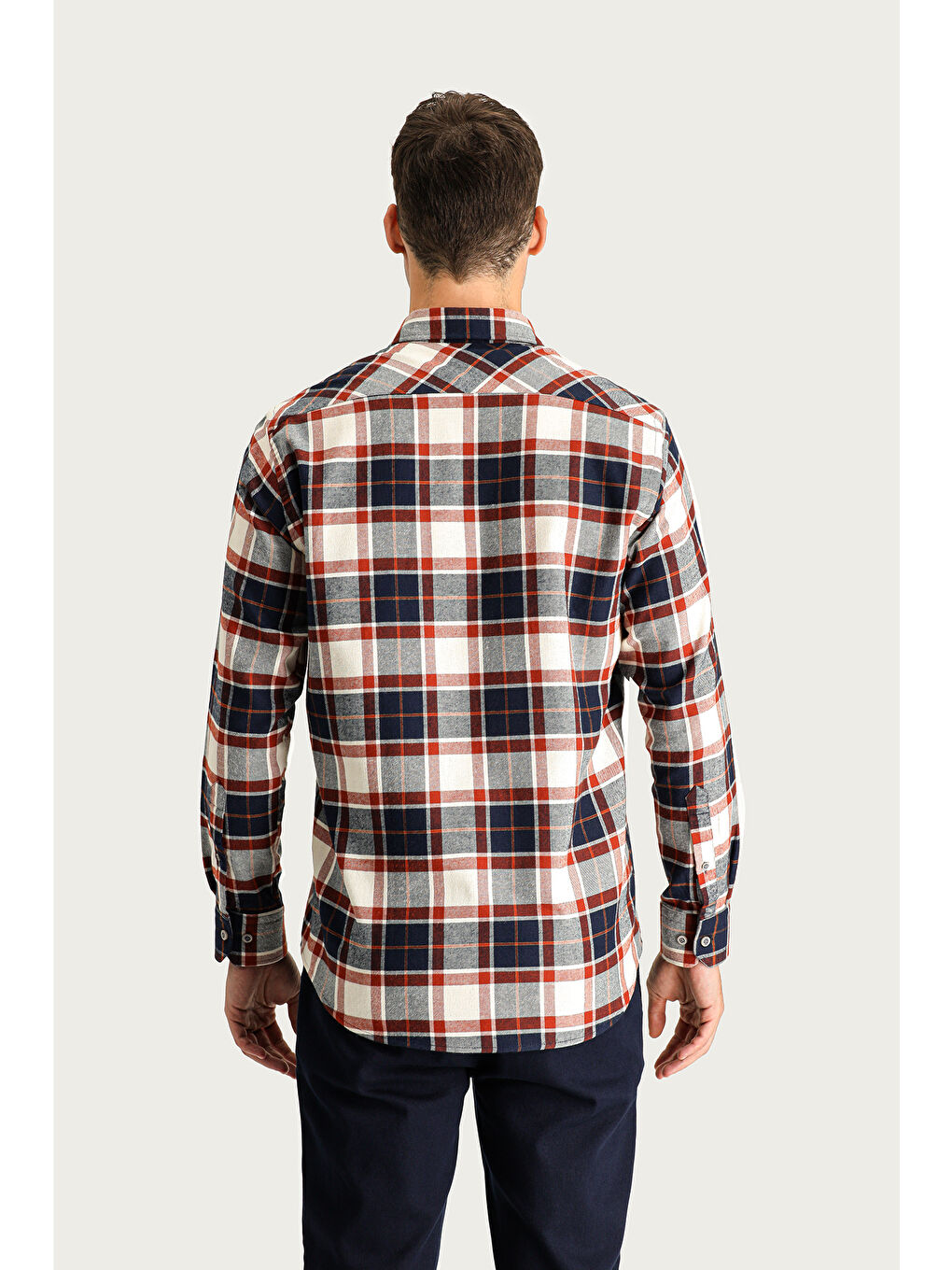 Kahverengi Uzun Kol Regular Fit Ekose Oduncu Spor Pamuklu %100 Pamuk Oduncu Gömlek-2