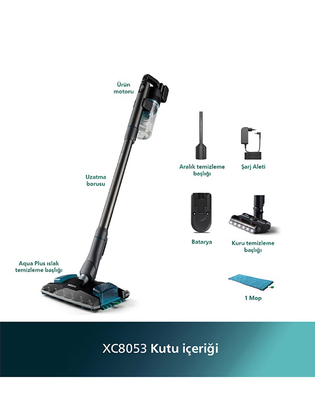 8000 Serisi Aqua Plus Xc8053/01 Şarjlı Islak Kuru Dikey Süpürge