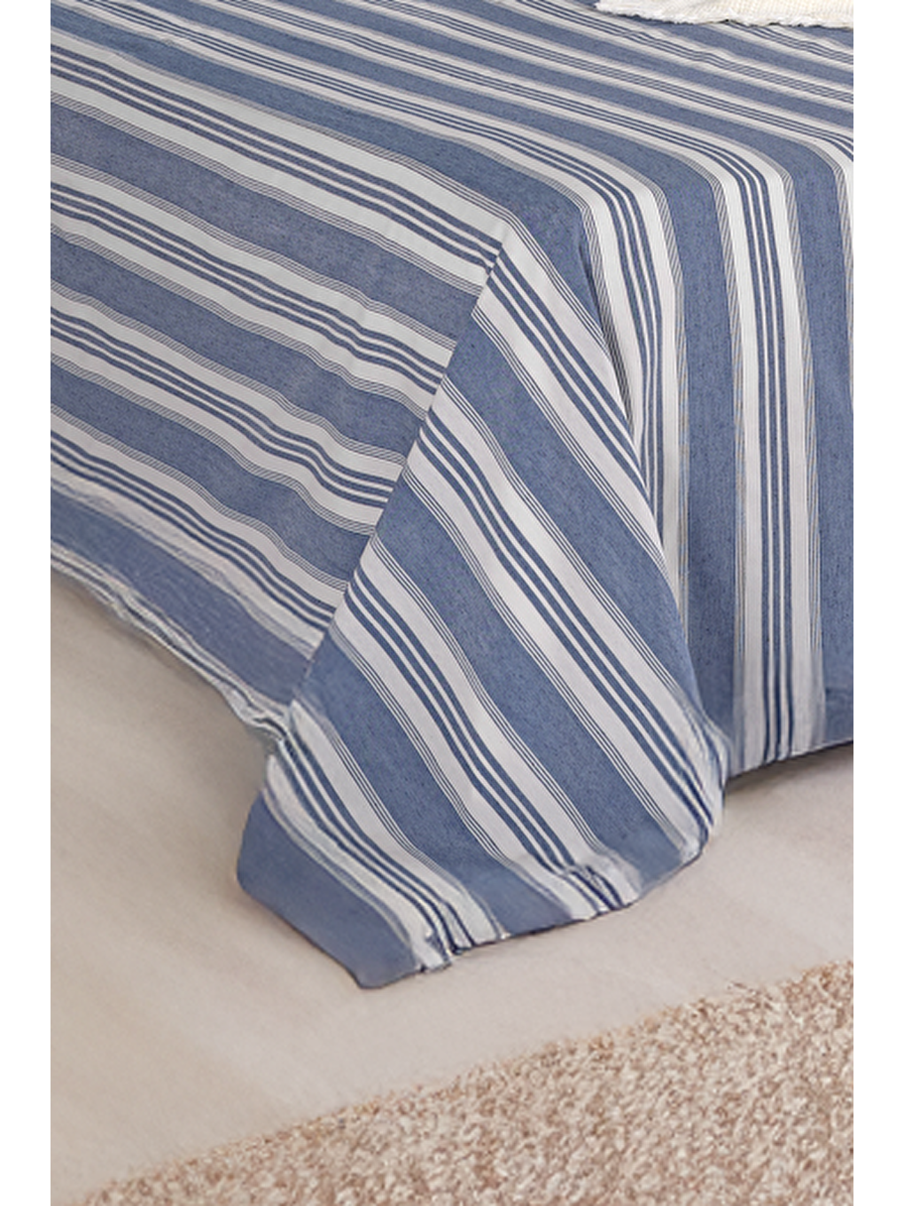 Sport Çizgili Çarşaf + Yastık Kılıfı Seti Çift Kişilik Soft Line Lacivert-2