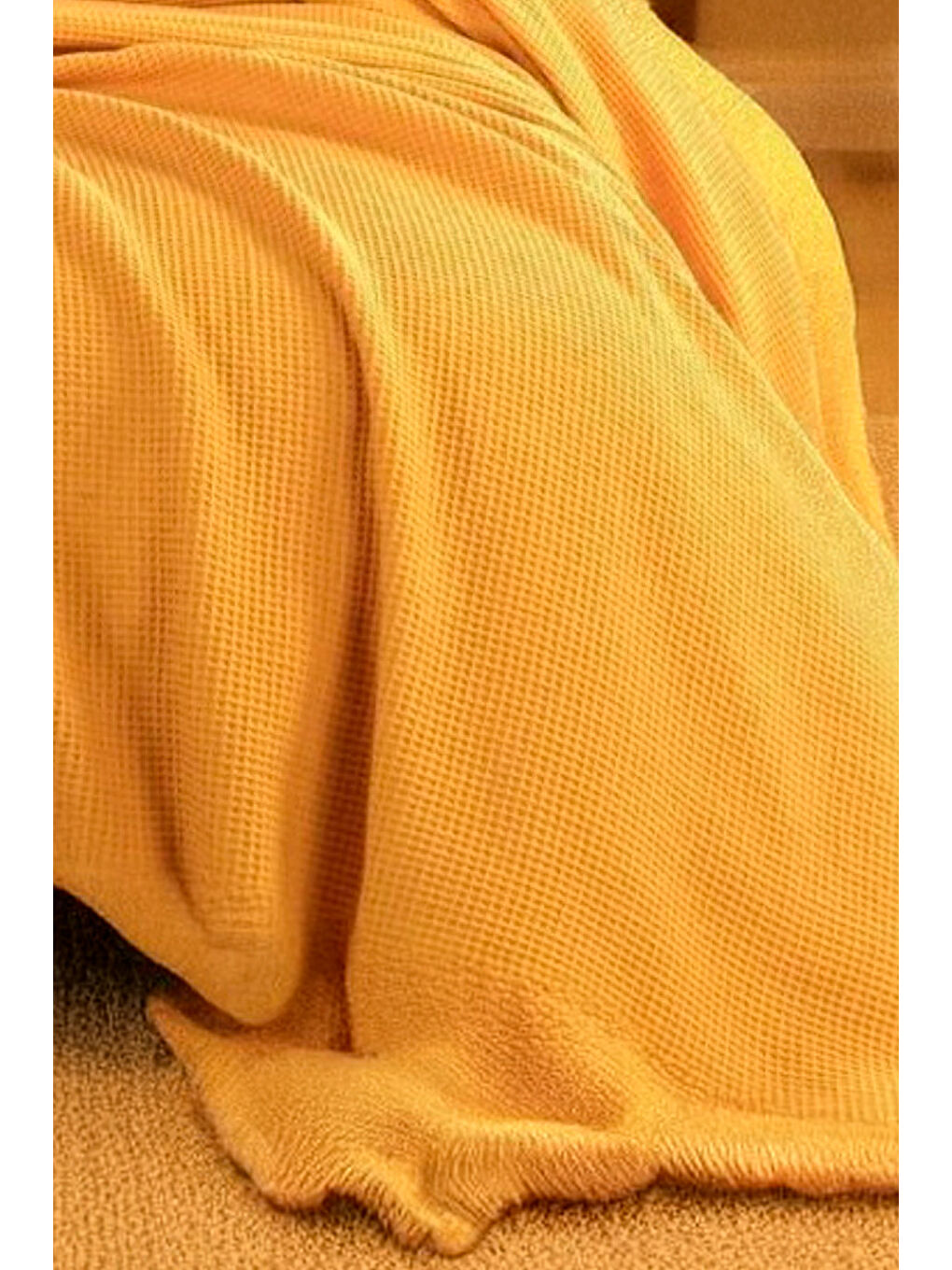 Sarı Ecocel Pike Örtü Tek Kişilik 160x230cm Karde Hardal-1