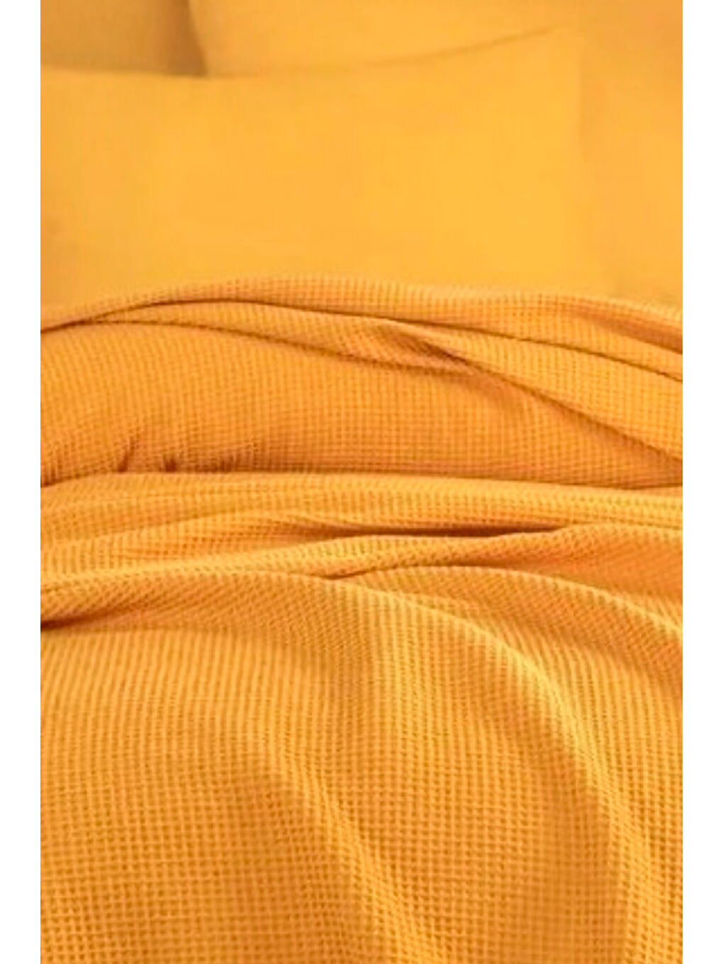 Sarı Ecocel Pike Örtü Tek Kişilik 160x230cm Karde Hardal-2