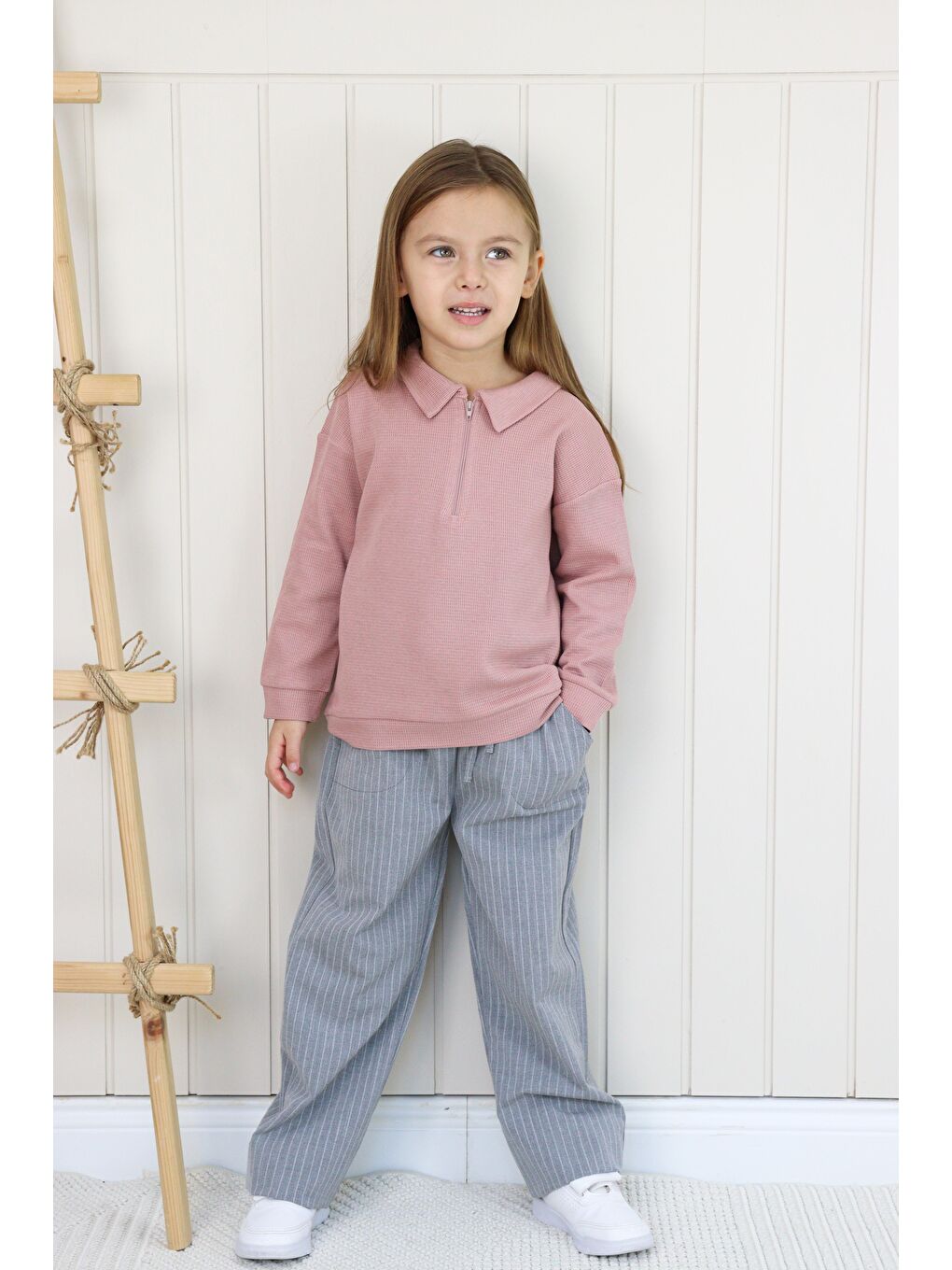 Karışık Gri Çizgili Pantolon-4