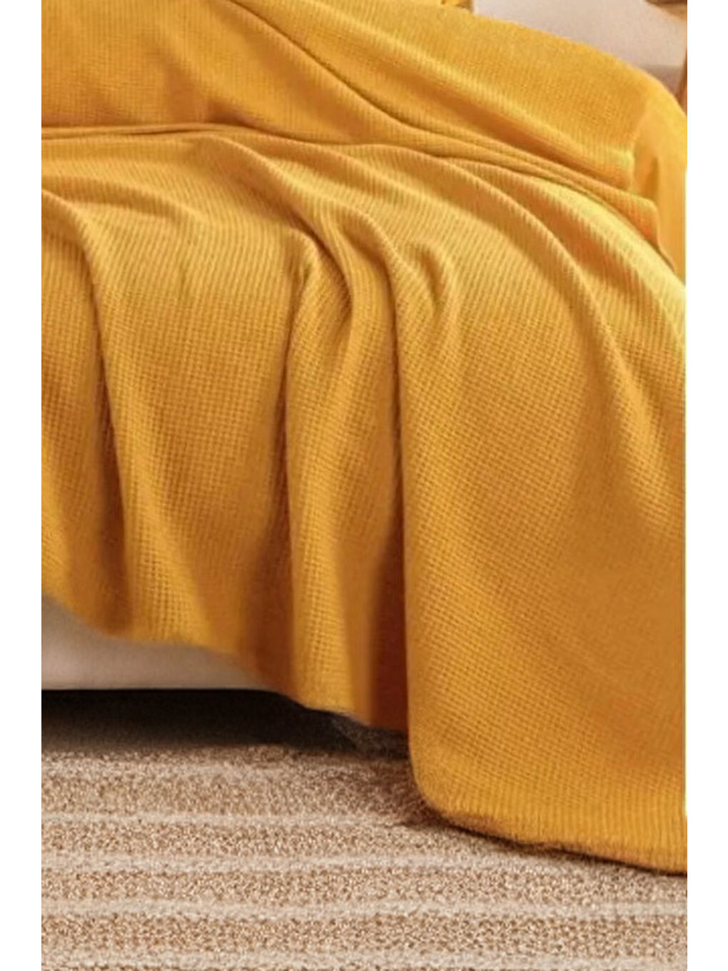 Sarı Ecocel Pike Örtü Battal King 240x230cm Karde Hardal-1