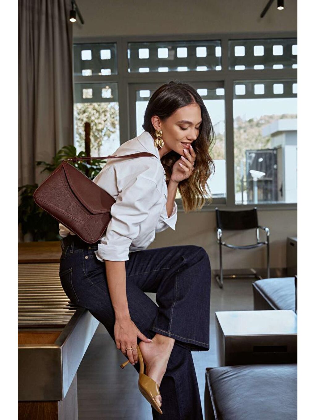 Bordo Kadın Omuz Çantası-7