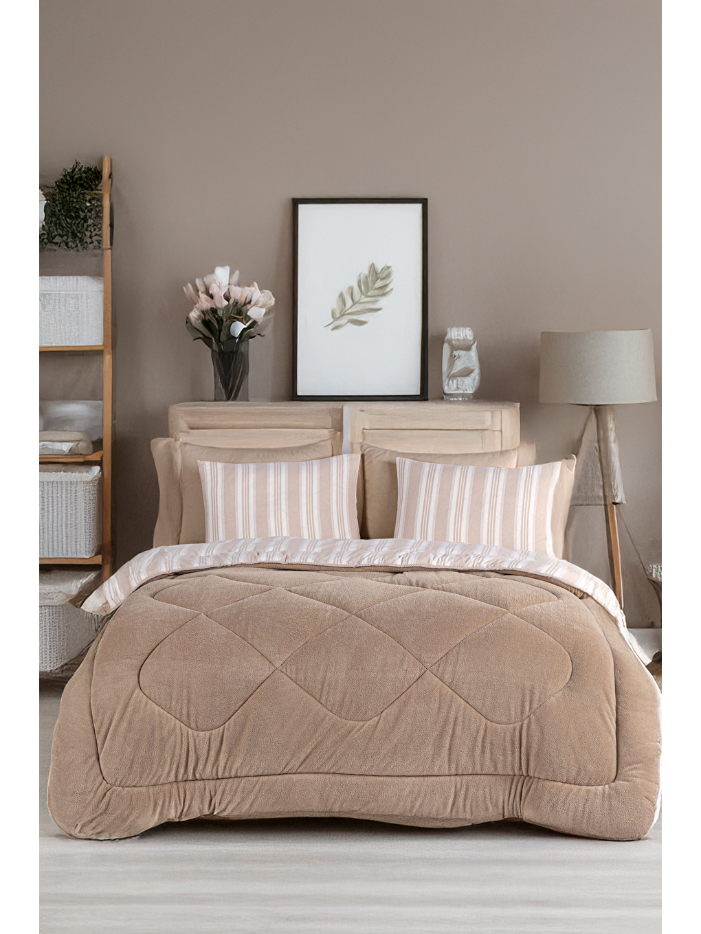 Wellsoft Yorgan Çift Kişilik Soft Line Bej