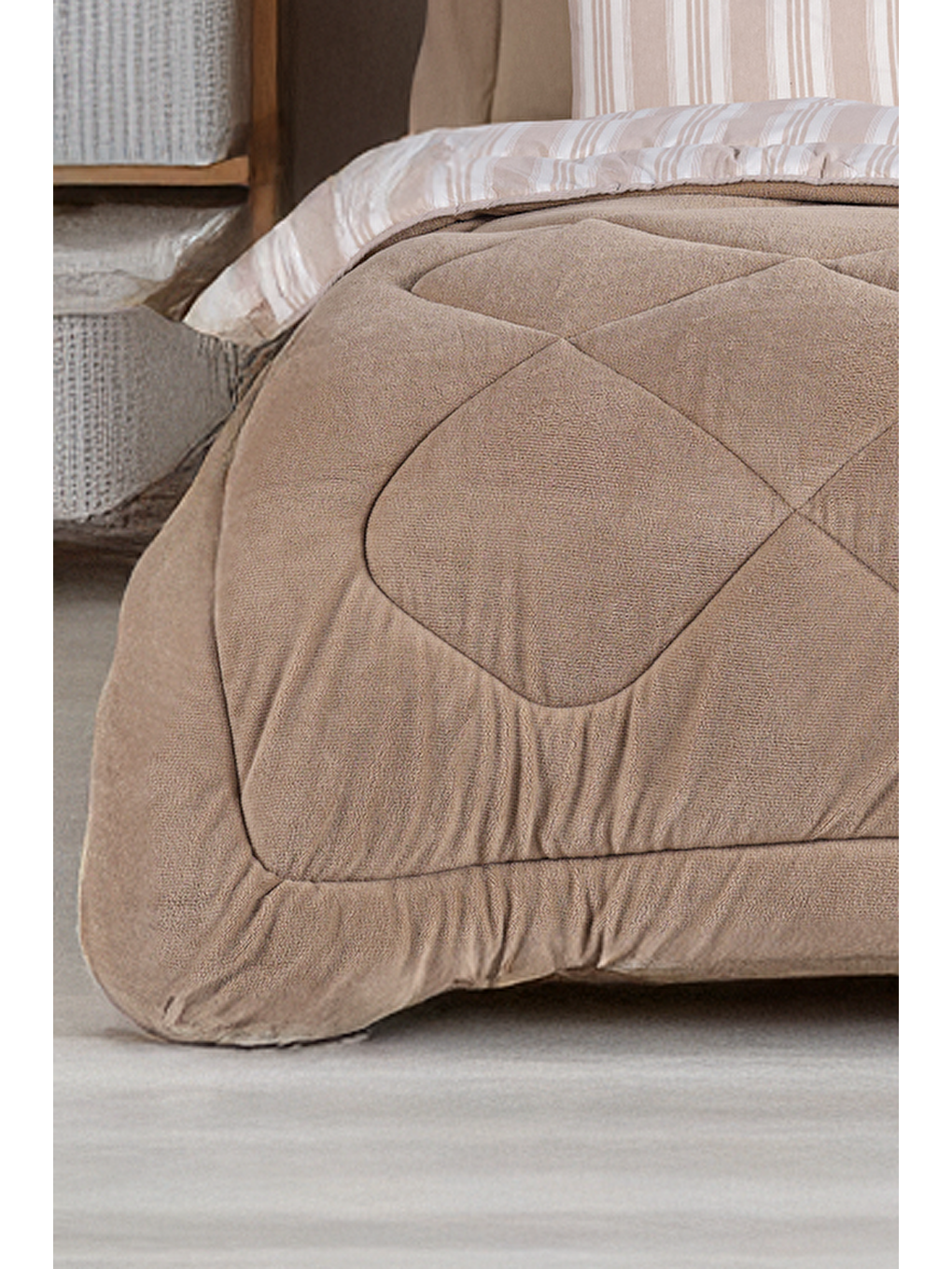 Wellsoft Yorgan Çift Kişilik Soft Line Bej-1