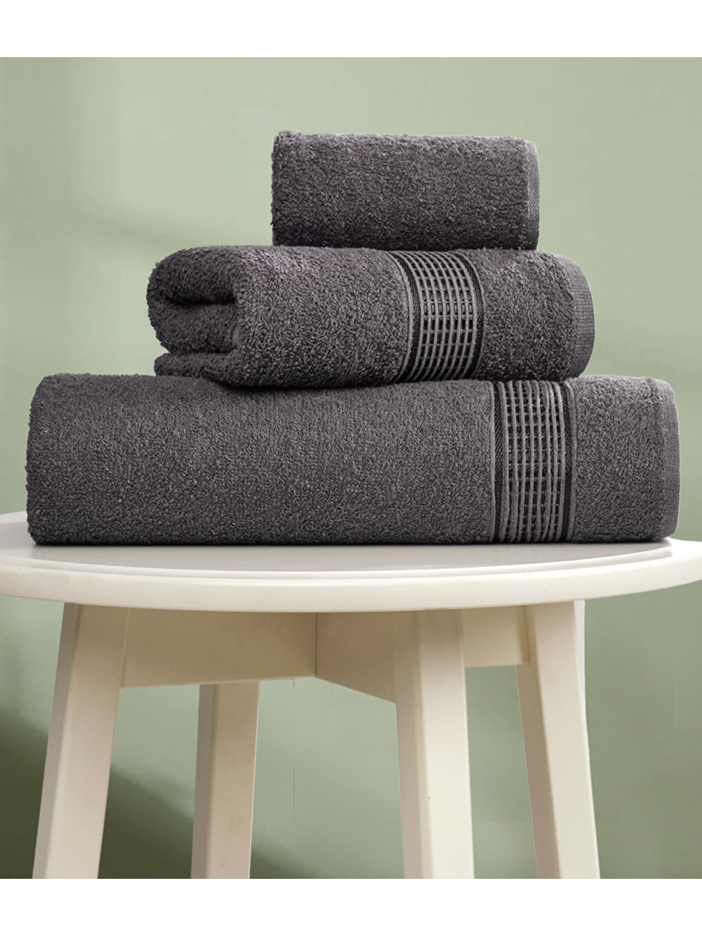 3lü Havlu Seti Ezgi Antrasit 70x140 + 50x85 + 30x50-2