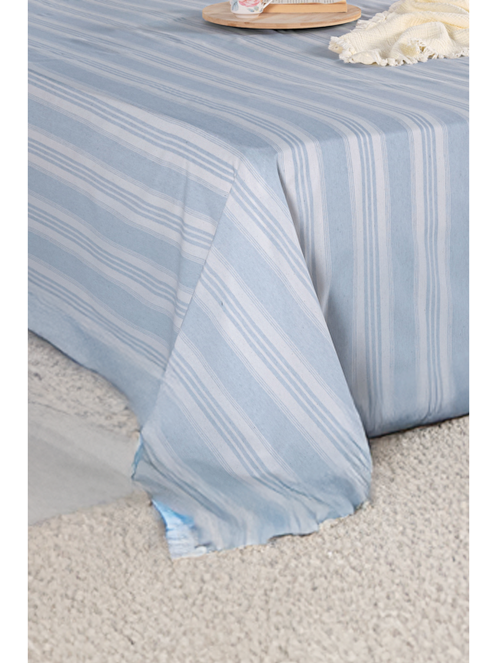 Sport Çizgili Çarşaf + Yastık Kılıfı Seti Çift Kişilik Soft Line Gri-2