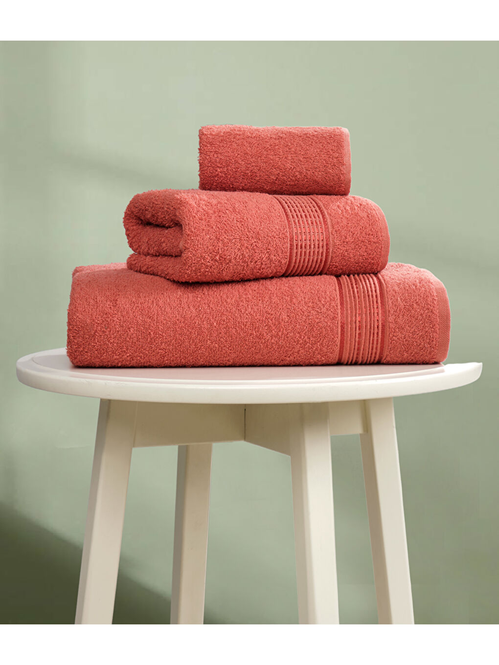 Kahverengi 3lü Havlu Seti Ezgi Kiremit 70x140 + 50x85 + 30x50-1