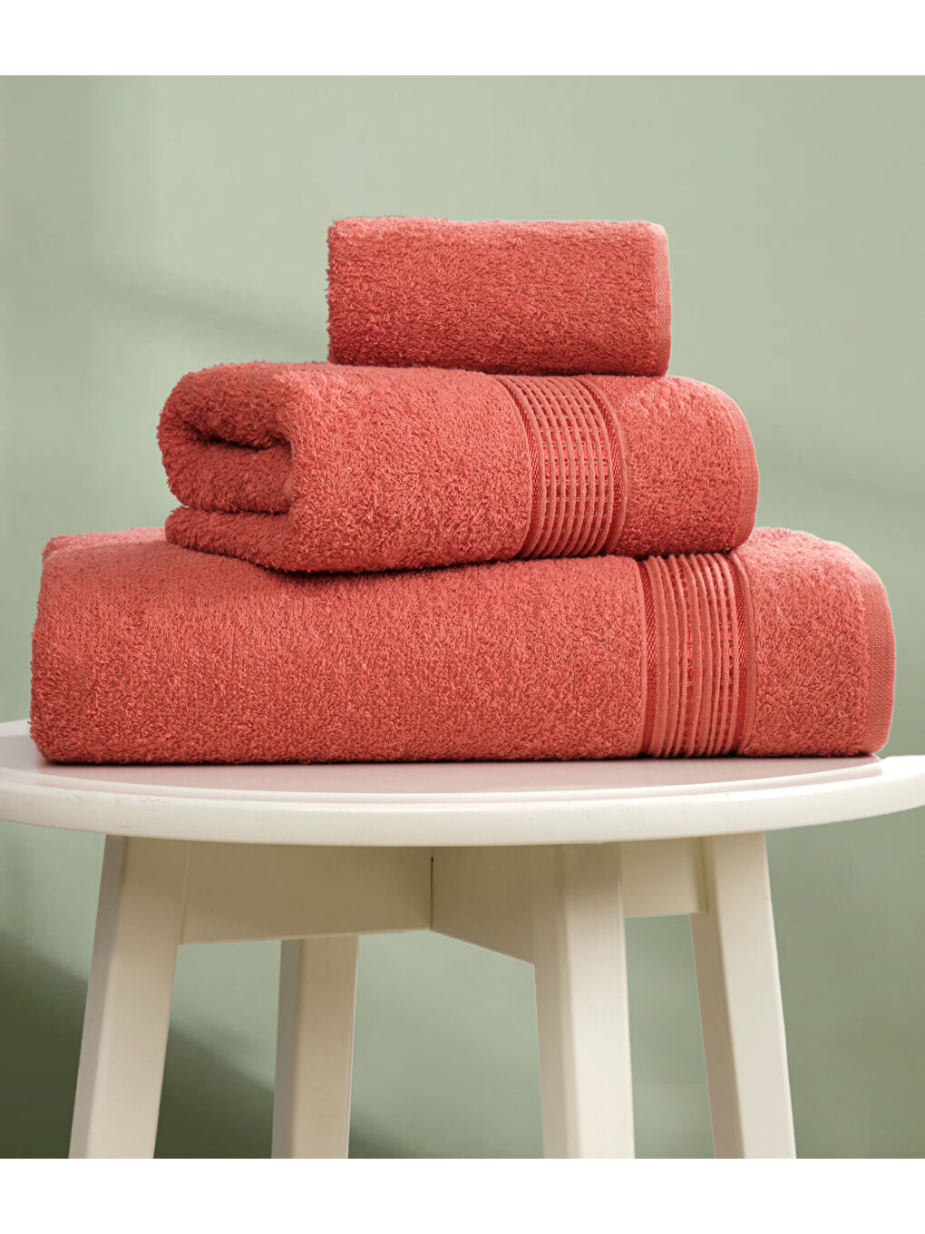 Kahverengi 3lü Havlu Seti Ezgi Kiremit 70x140 + 50x85 + 30x50-2