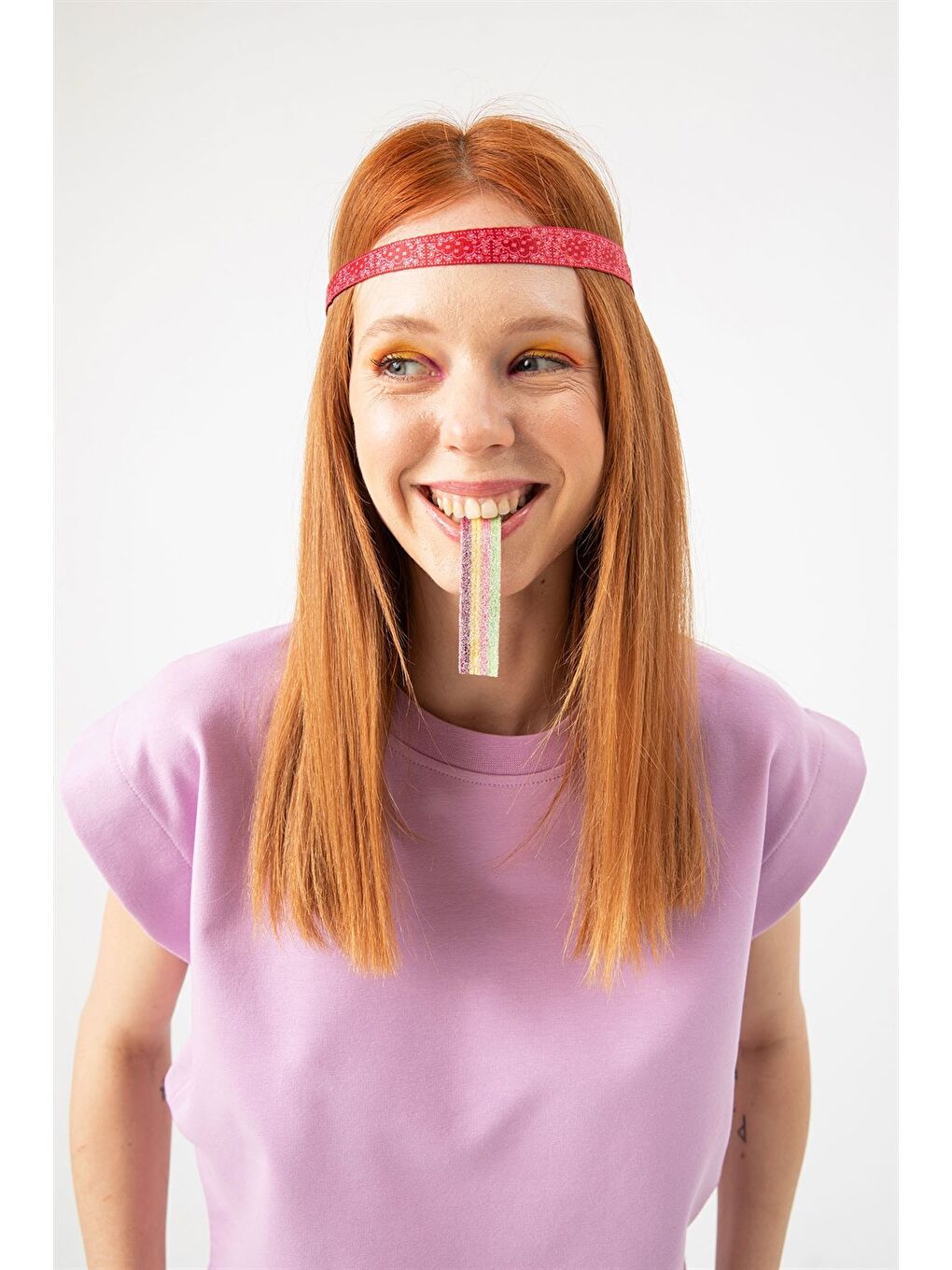 Kadın Base Kısa Lila T-Shirt-4