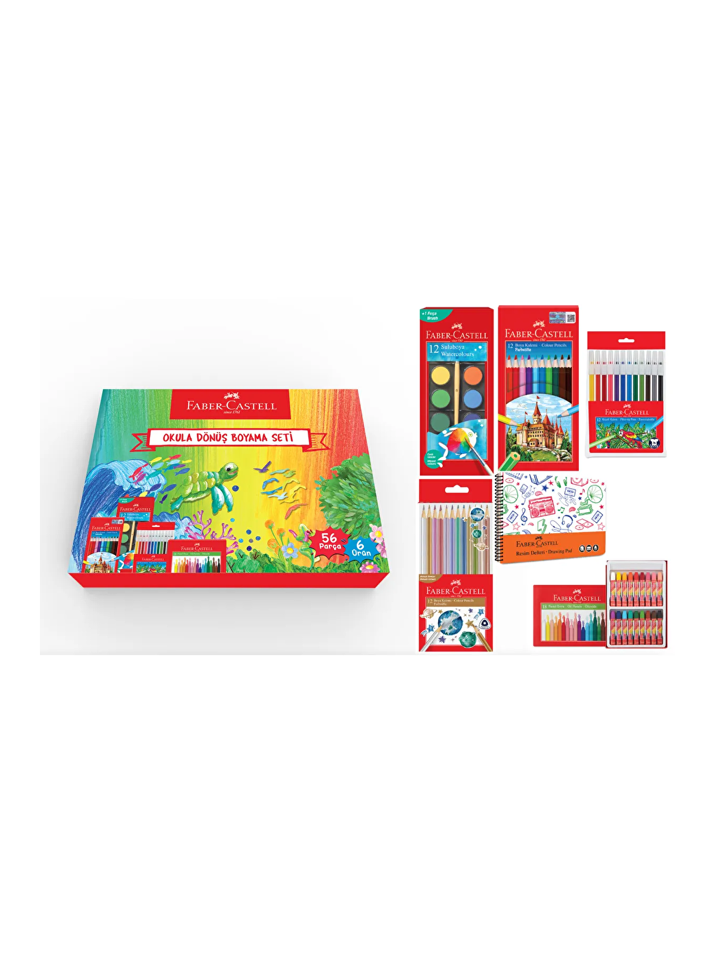 Okula Dönüş Boyama Seti 56 Parça – Renkli ve Eğlenceli Resim Deneyimi