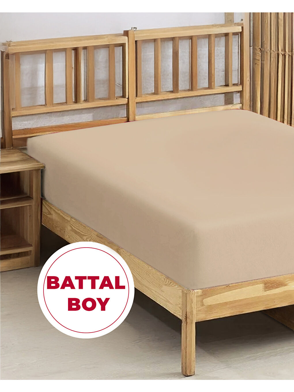 Penye Lastikli Çarşaf Pamuklu Jersey Süper Battal Kişilik 200x200cm Bej