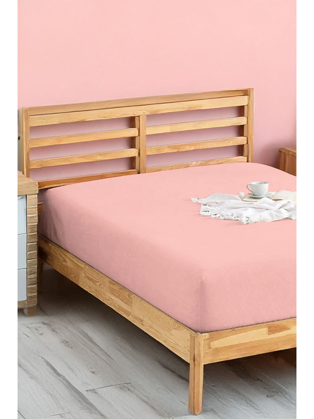 Penye Lastikli Çarşaf Pamuklu Jersey OrtaBoy Tek Kişilik 120x200cm Pembe