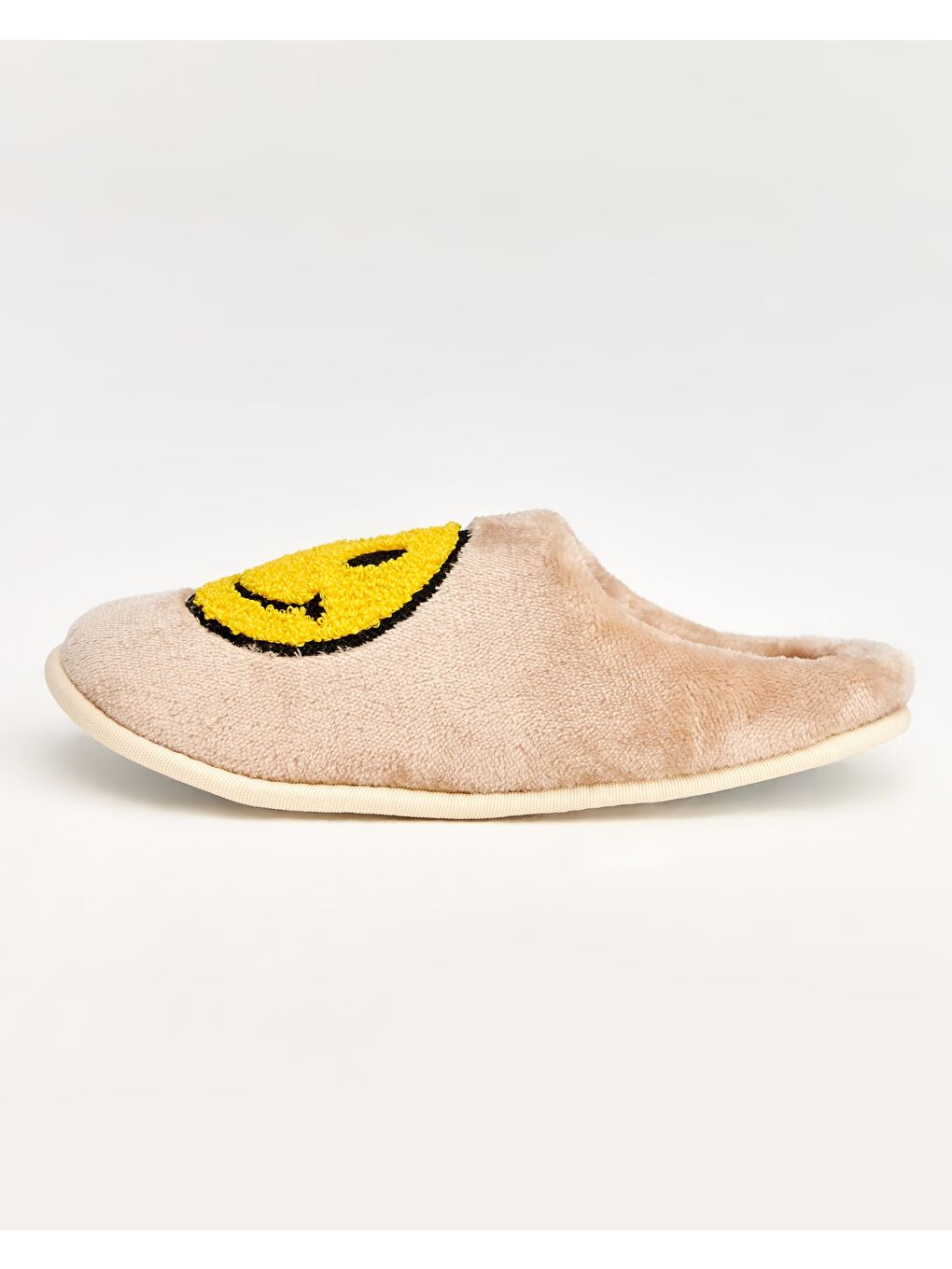 Bej Kadın Gülen Yüz Emojili Ev Terliği - YUBİ-4