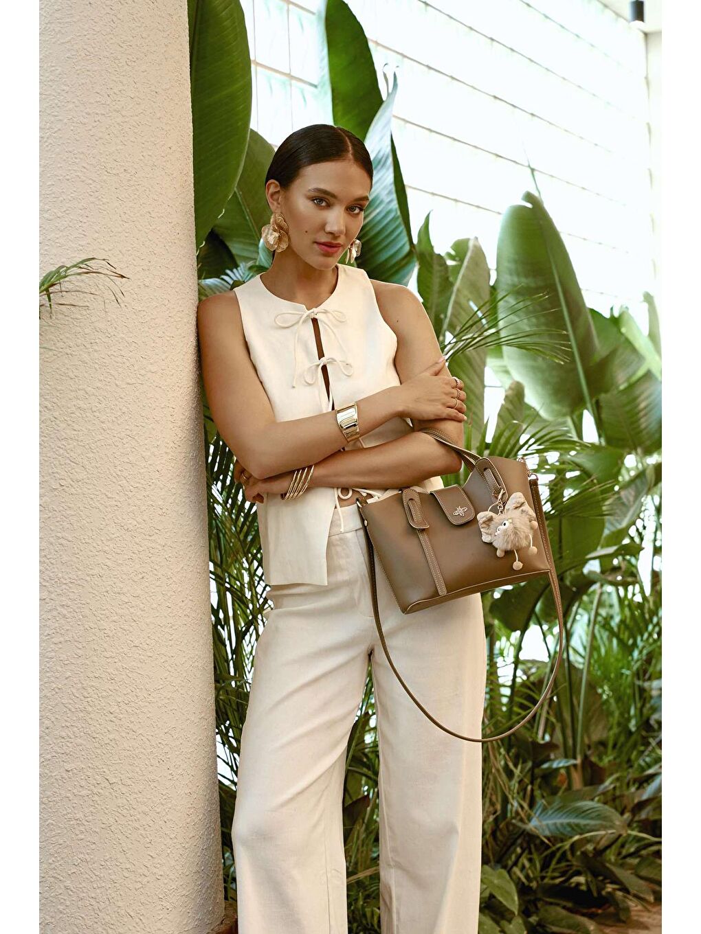 Bej Celeste Kadın El ve Omuz Çantası-2