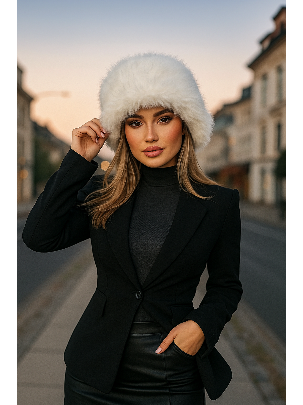 Pelüş Ayarlanabilir Ekru Bucket Kalpak Şapka Bere SPK1142-2