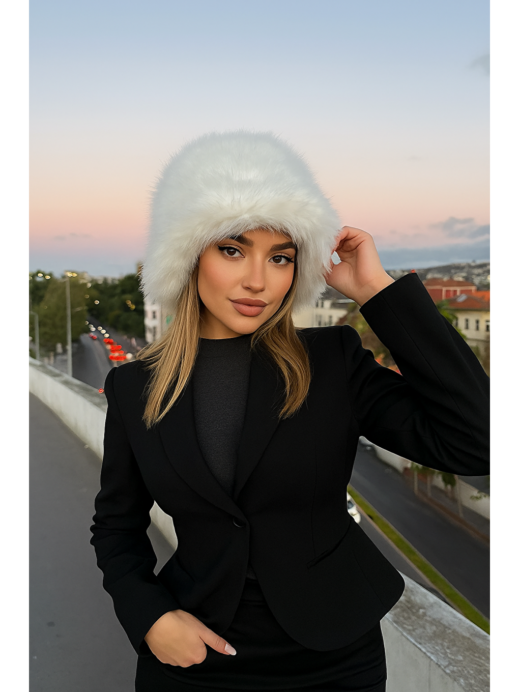 Pelüş Ayarlanabilir Ekru Bucket Kalpak Şapka Bere SPK1142-4