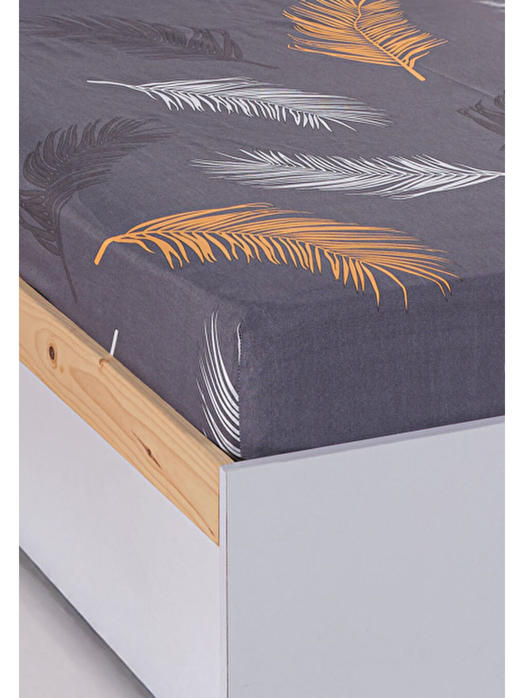 Sarı Pes Lastikli Çarşaf Seti Tek Kişilik Olivia Altın-Gri-1