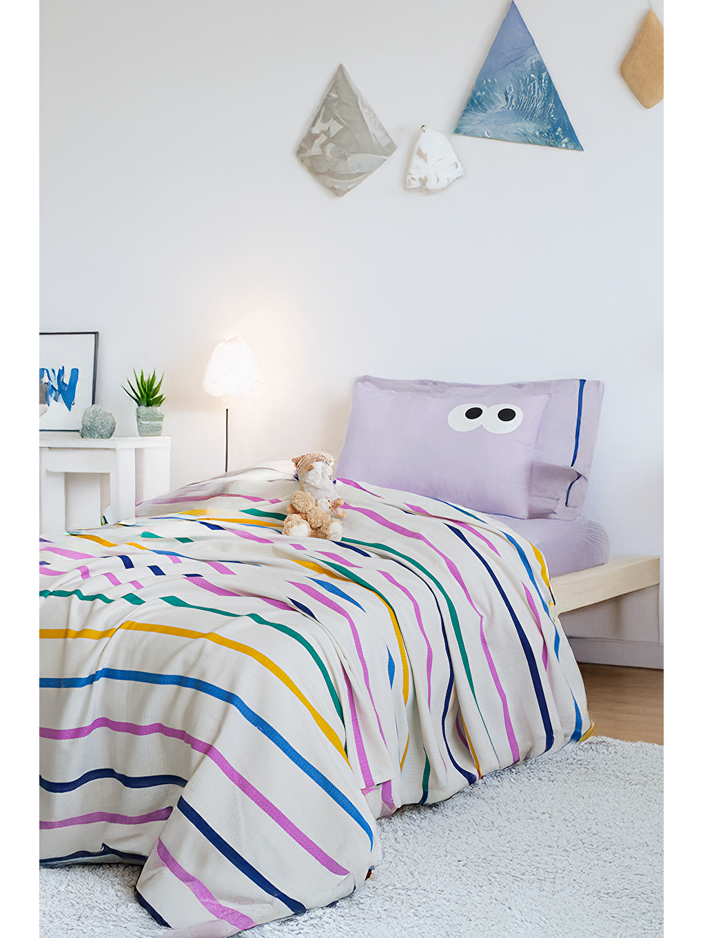 Baskılı Pike Takımı Tek Kişilik Funny Lila