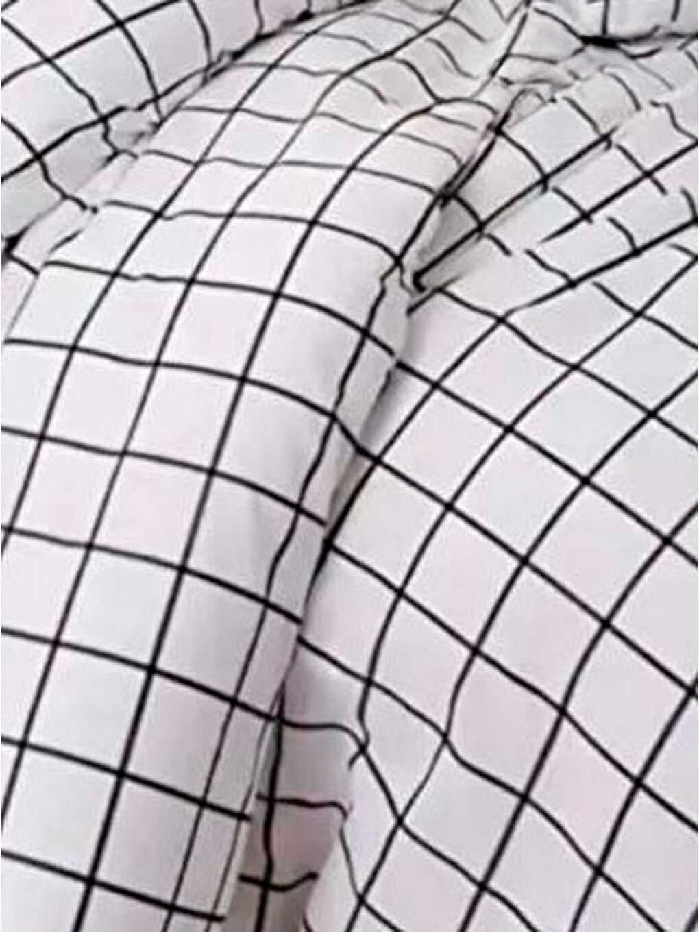 Kolay Ütülenir Nevresim Takımı Çift Kişilik Pled Kareli Siyah-1