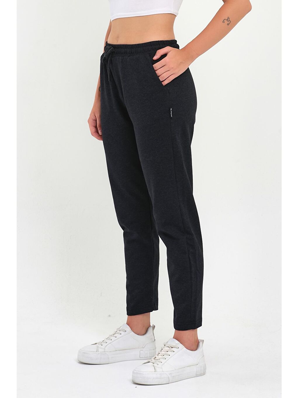 Siyah 2'li Kadın Lacivert Klasik Cepli Eşofman Altı-3