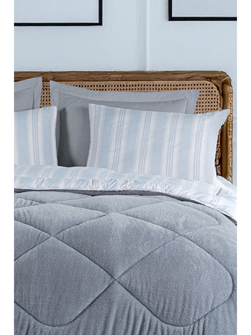 Sport Çizgili 2li Yastık Kılıfı Soft Line Gri-1