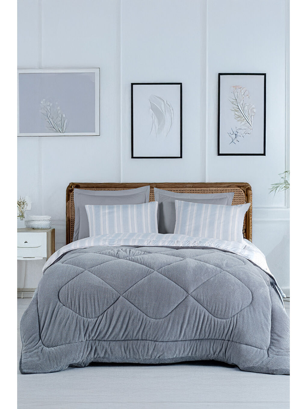 Sport Çizgili 2li Yastık Kılıfı Soft Line Gri