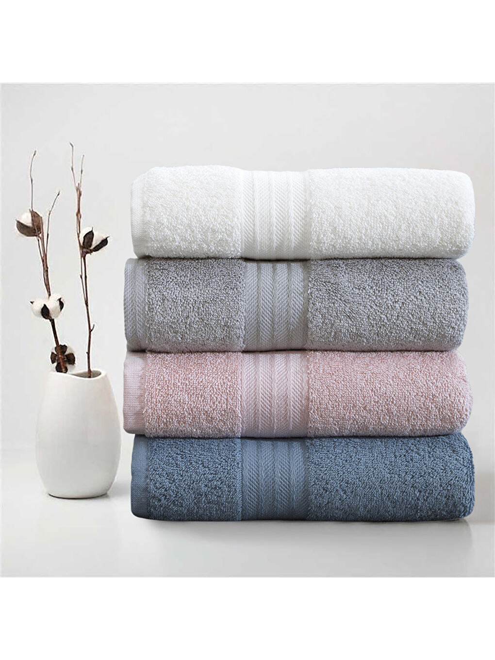 Beyaz 4lü Havlu Seti Mabel Puin 50x85cm