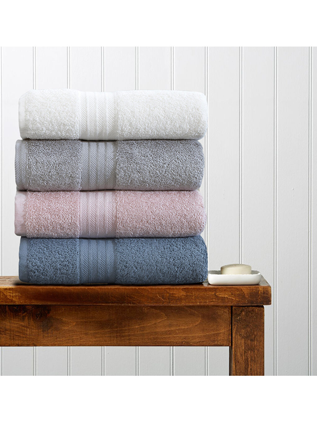 Beyaz 4lü Havlu Seti Mabel Puin 50x85cm-2