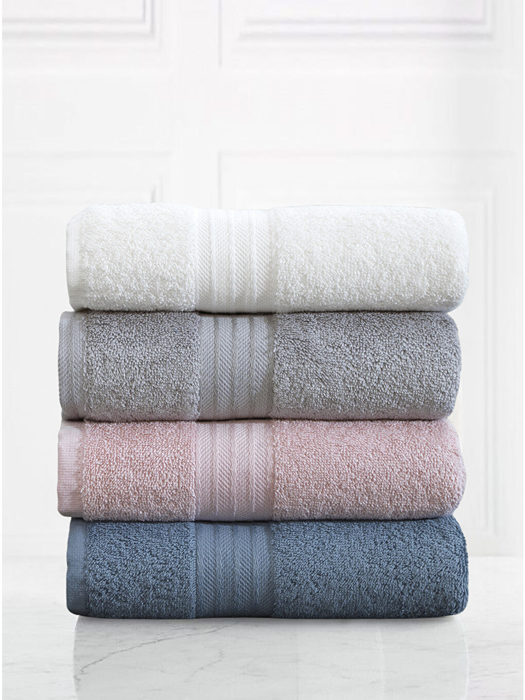 Beyaz 4lü Havlu Seti Mabel Puin 50x85cm-3