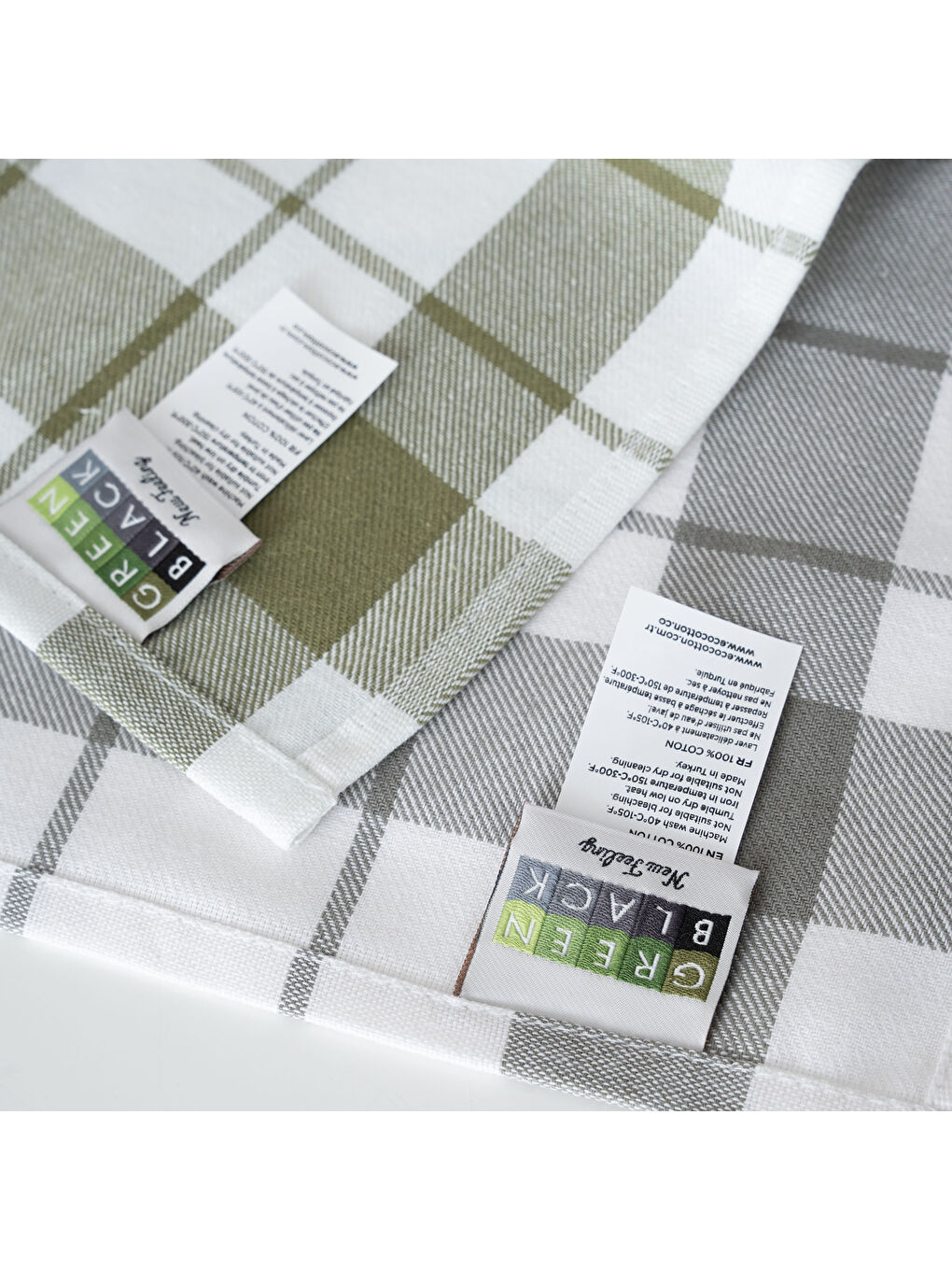 Esila 2'li Kurulama Bezi %100 Pamuklu İplik Boyalı Özel Dokuma Gri-Yeşil 45X65 Cm-2