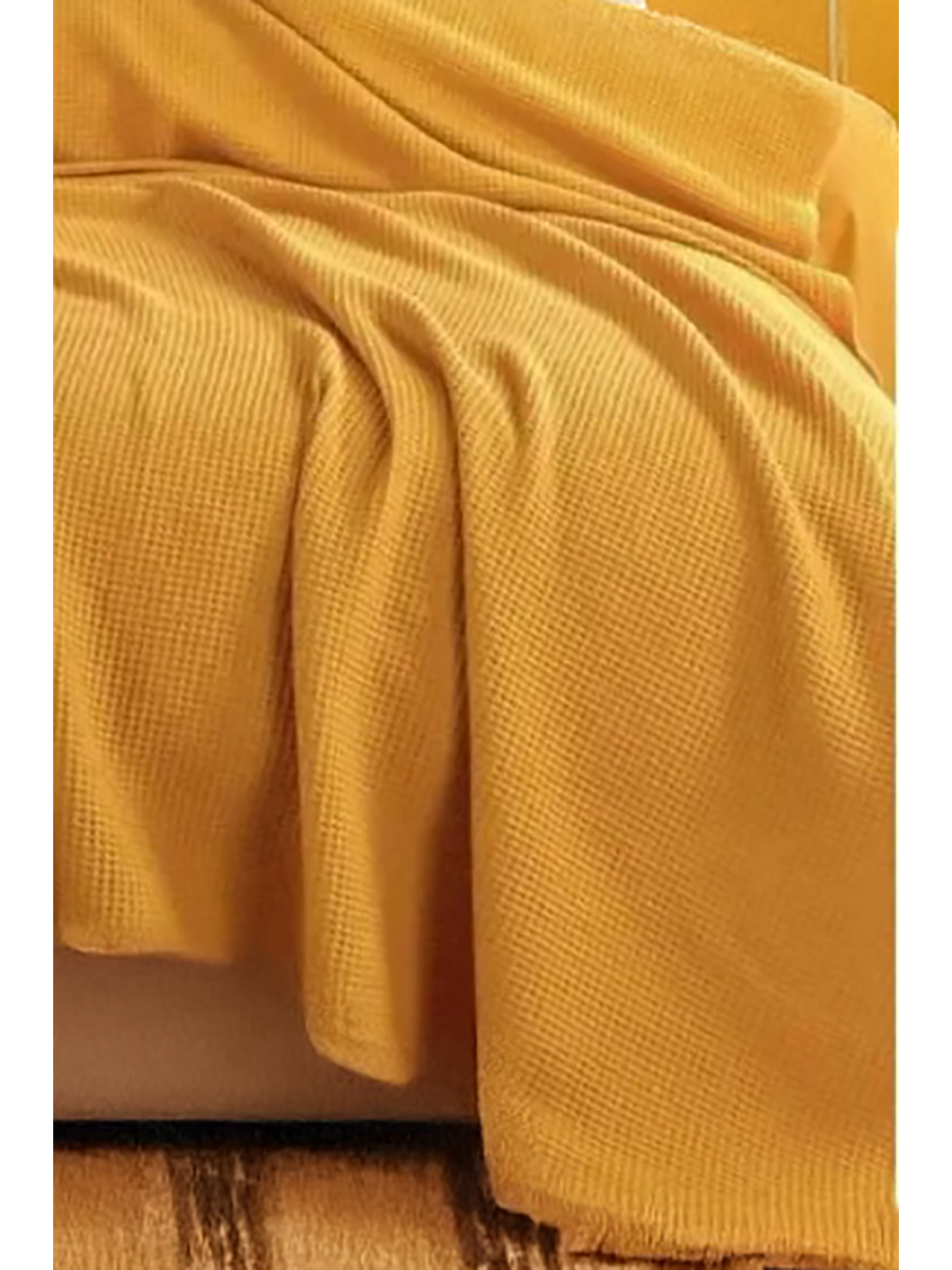 Sarı Ecocel Pike Örtü Battal 220x230cm Karde Hardal-1