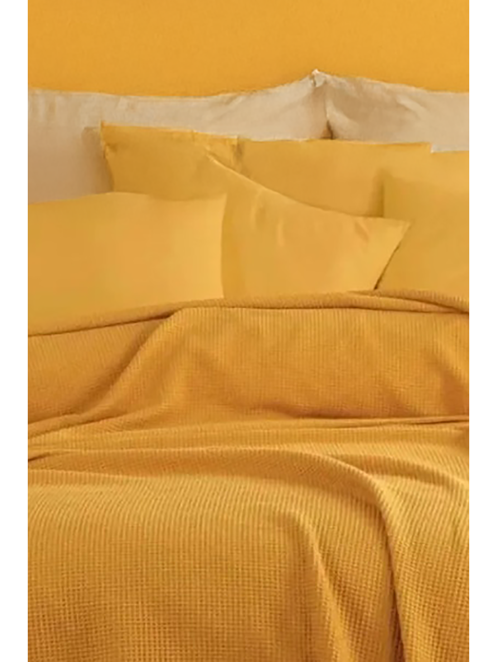 Sarı Ecocel Pike Örtü Battal 220x230cm Karde Hardal-2
