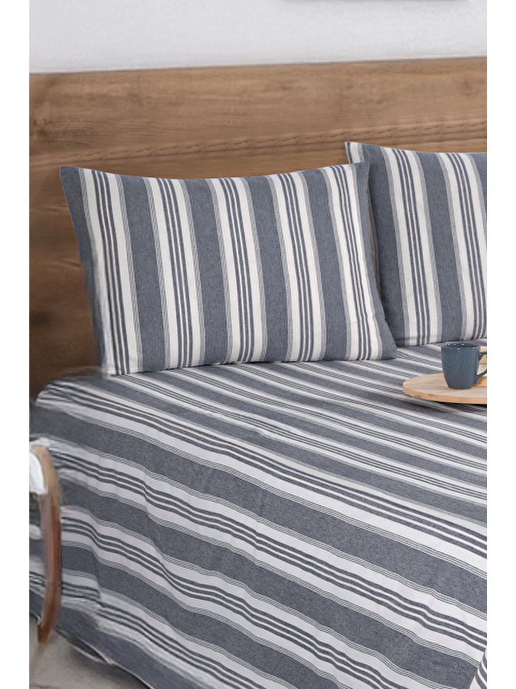 Sport Çizgili Çarşaf + Yastık Kılıfı Seti Tek Kişilik Soft Line Antrasit-1