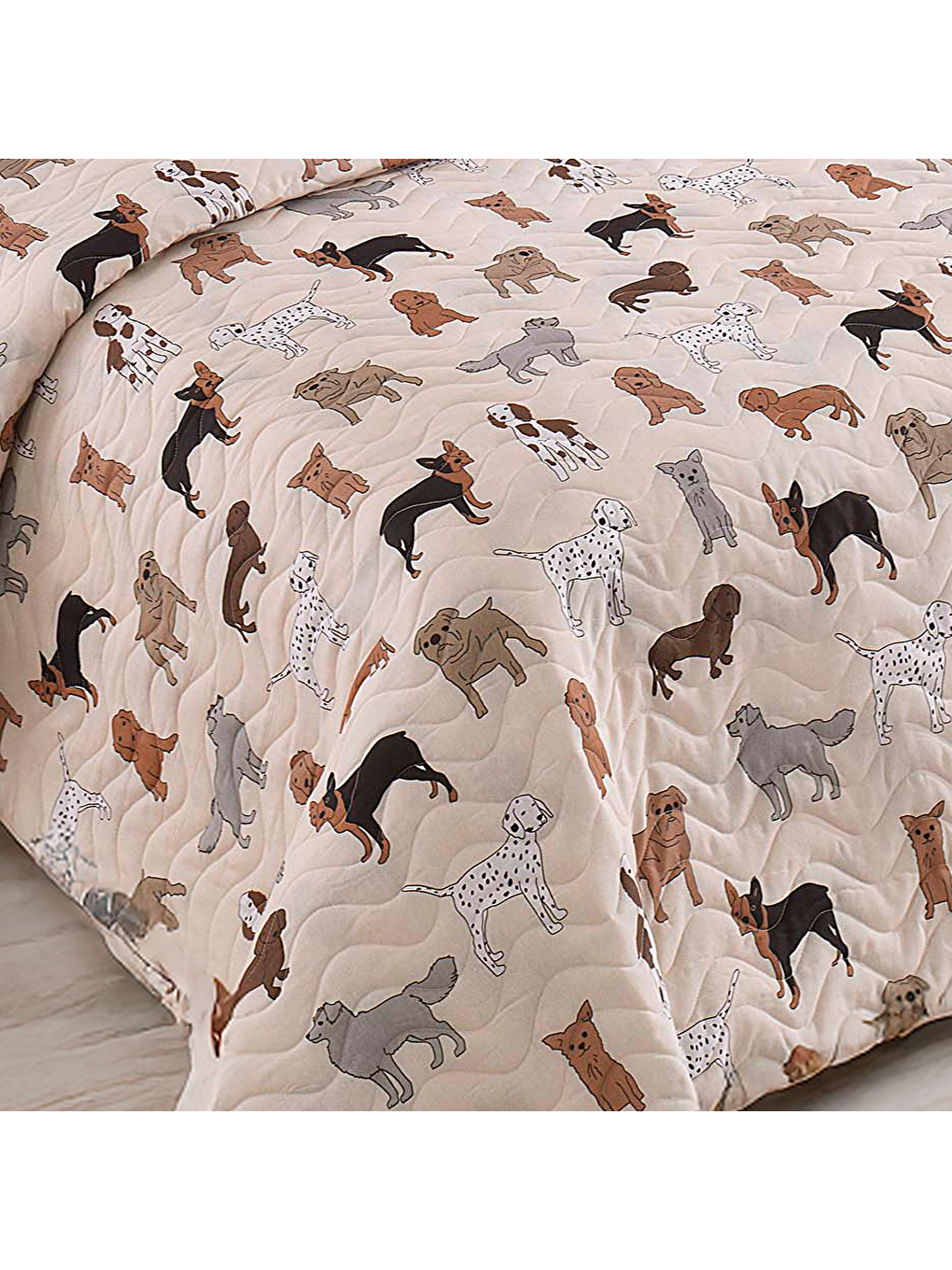 Ekru Kapitone Yatak Örtüsü Seti Çift Kişilik Havhav Krem-1