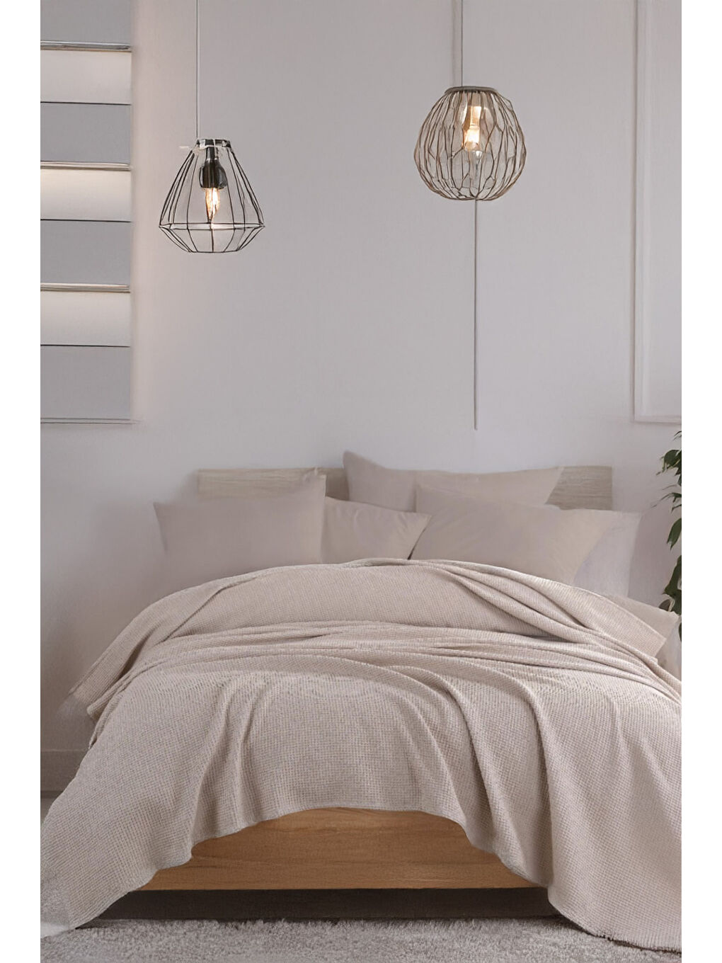 Bej Ecocel Pike Örtü Battal MegaKing 260x230cm Karde Vizon Gri