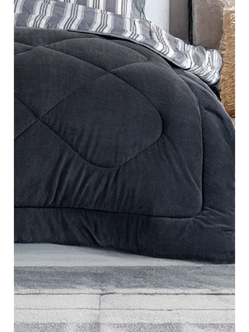 Sport Çizgili 2li Yastık Kılıfı Soft Line Antrasit-2