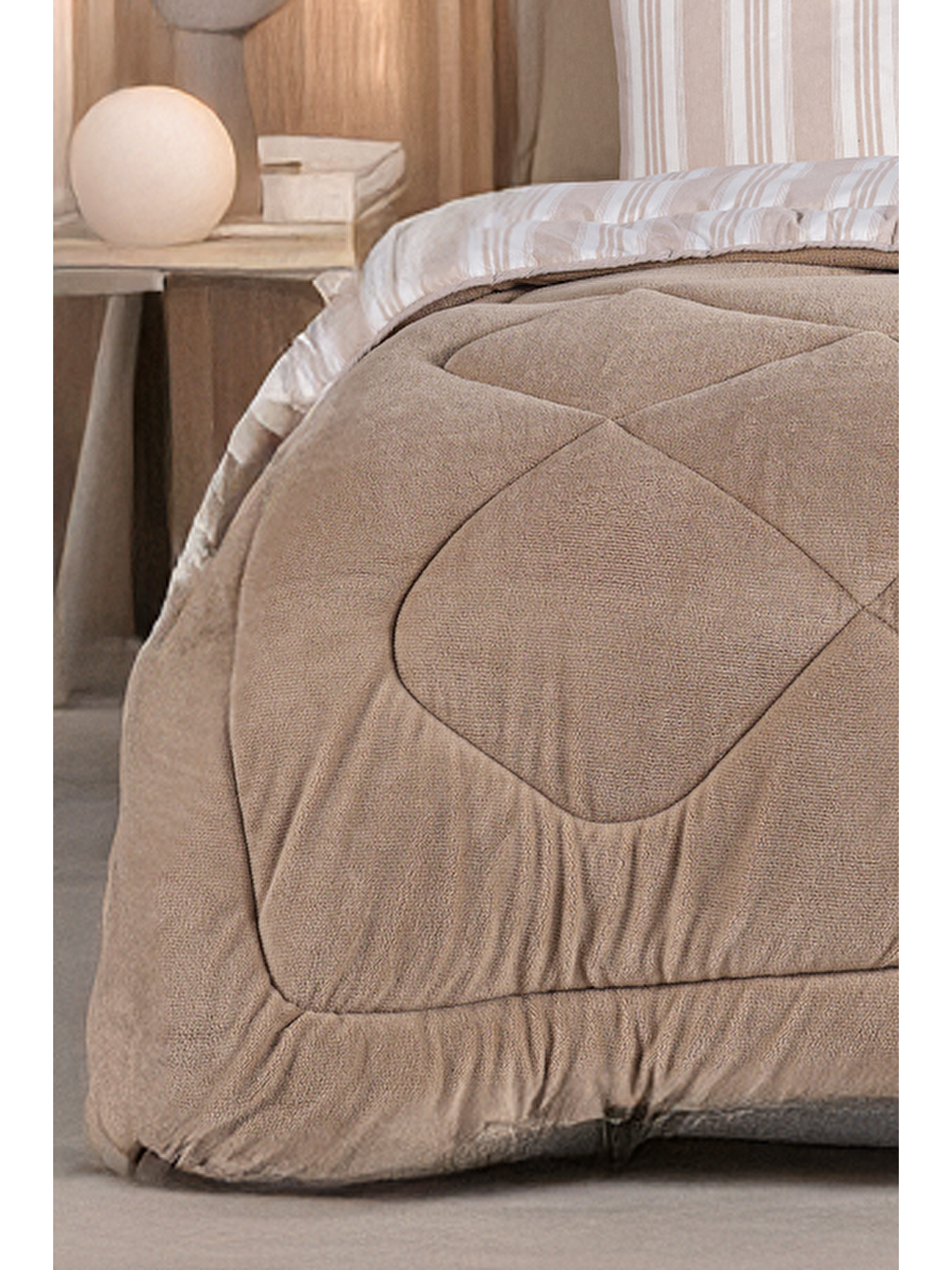 Comfort Set Yeni Nesil Wellsoft Yorganlı 2 Parça Tek Kişilik Soft Line Bej-1