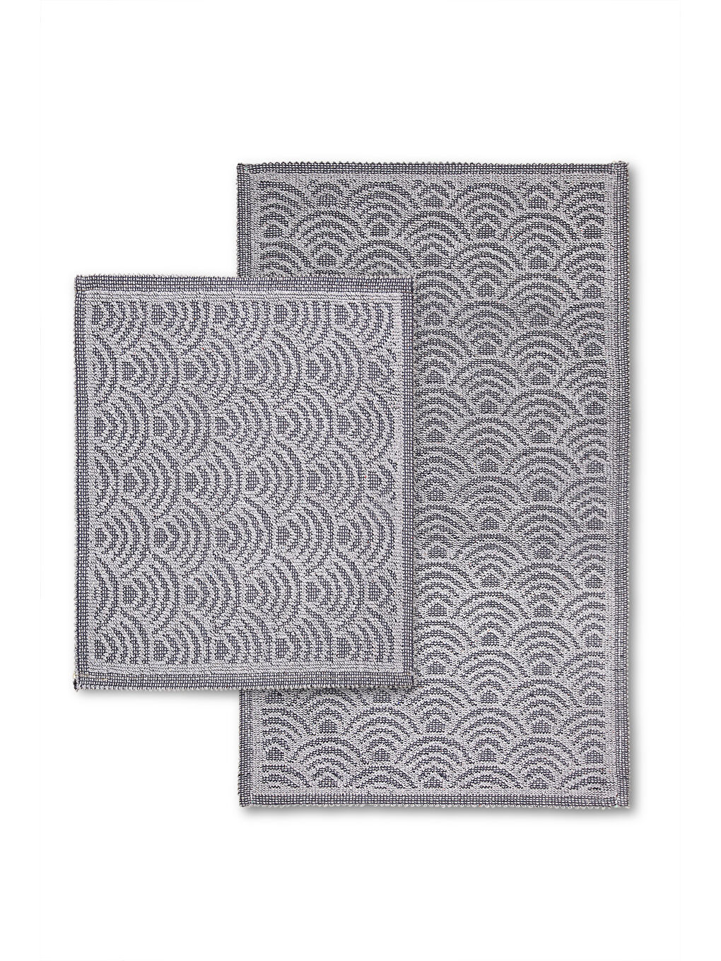 Shell Doğal Pamuklu 2'li Banyo Paspas Seti 60x100+50x60 Cm - Gri