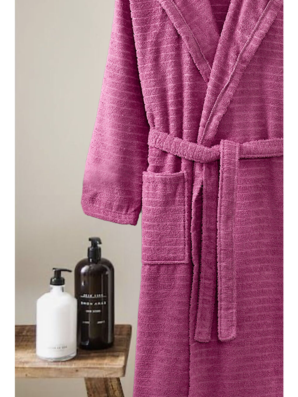 Kapüşonlu Bornoz Doğa Mürdüm 2XL-1