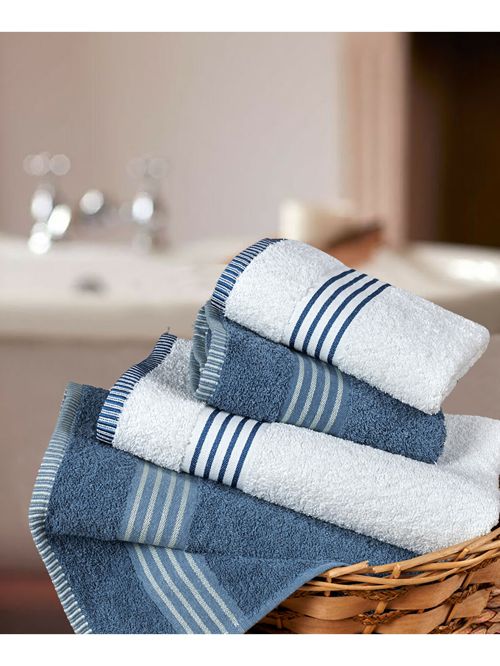 Banyo Havlu Takımı Oscar Mavi-Krem 50x85cm(2Ad.) + 70x140cm (2Ad.)-1