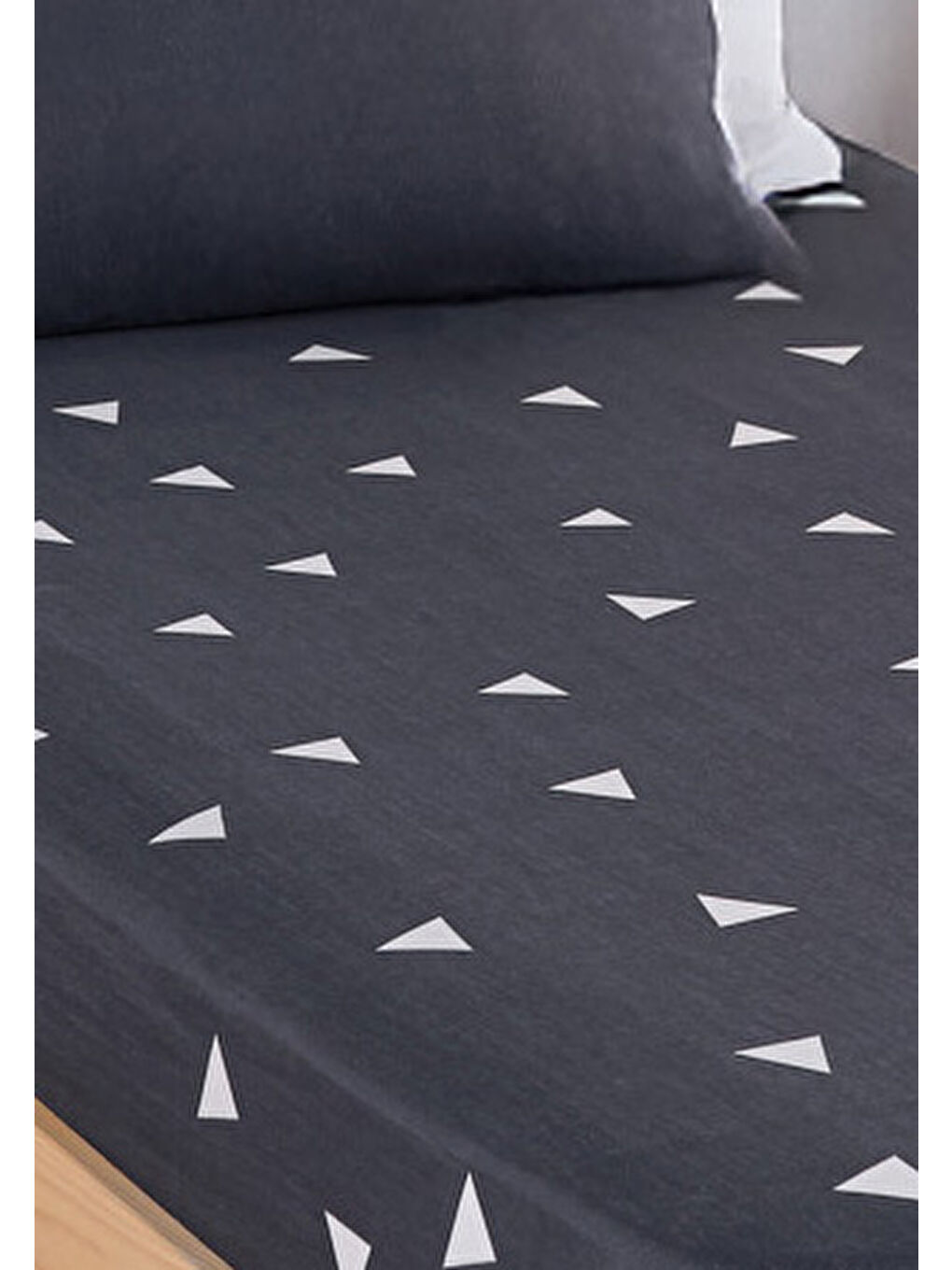 Pes Lastikli Çarşaf Seti Tek Kişilik Üçgen Gri-1