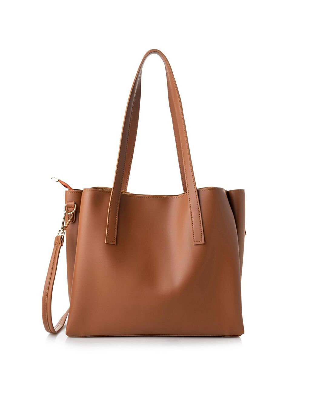 Kahverengi Kadın Çift Askılı Tote El ve Omuz Çantası-2