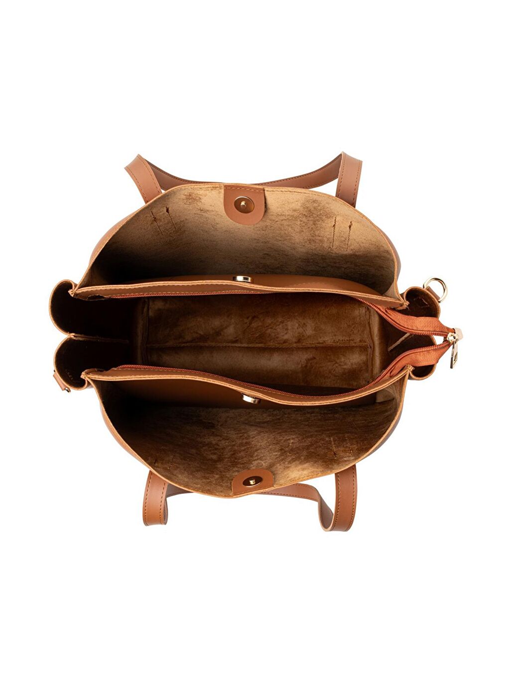 Kahverengi Kadın Çift Askılı Tote El ve Omuz Çantası-7