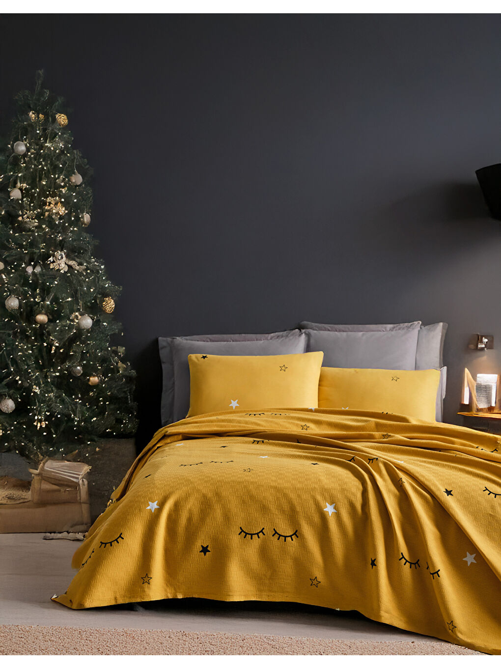 Pike Seti Baskılı Çift Kişilik Dide Sarı