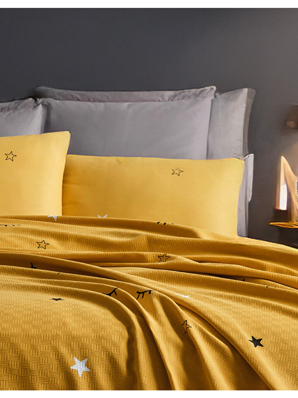 Pike Seti Baskılı Çift Kişilik Dide Sarı-2