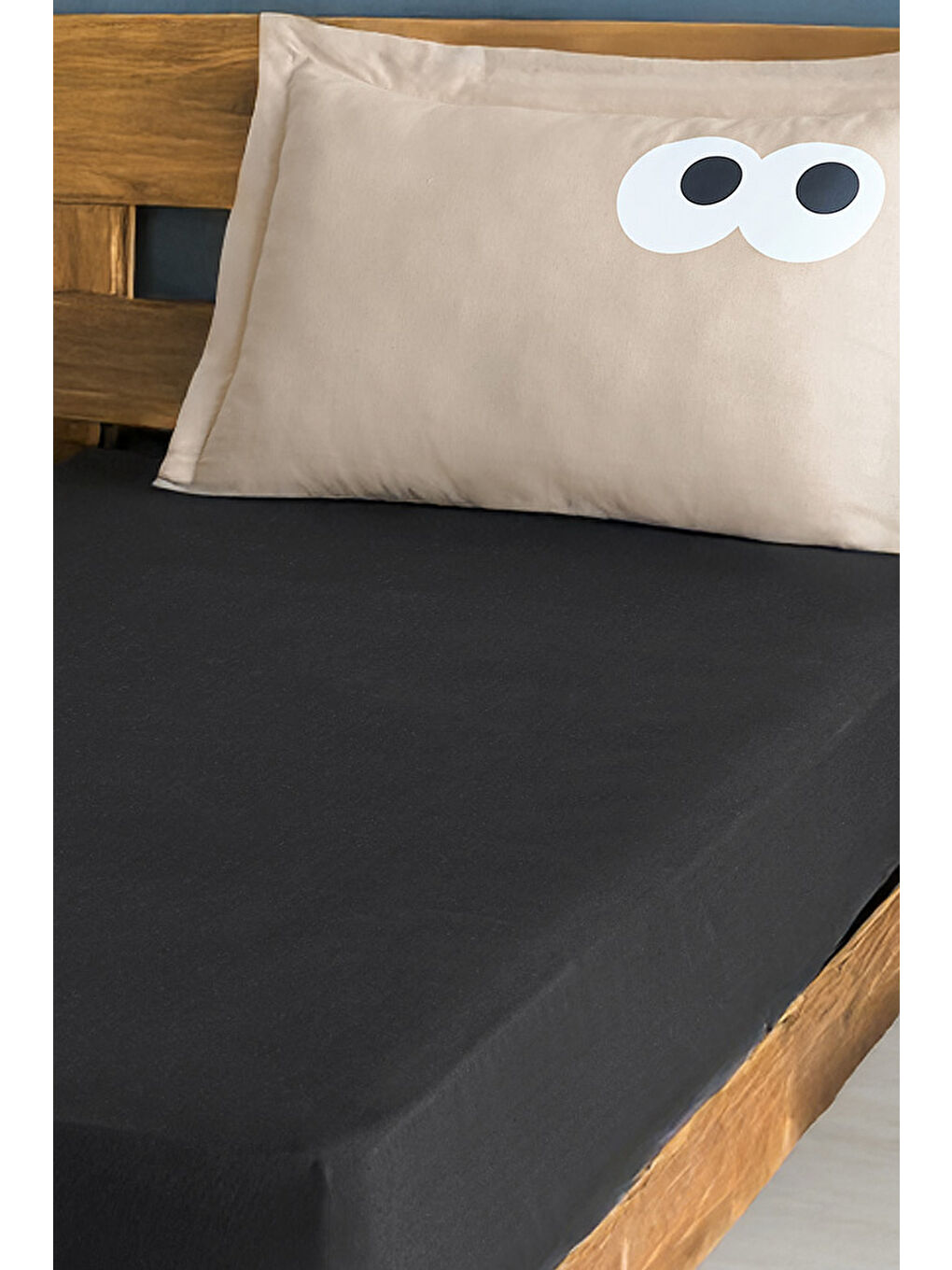 Pes Lastikli Çarşaf Seti Tek Kişilik Funny DüzBoya Siyah-Kahve-2